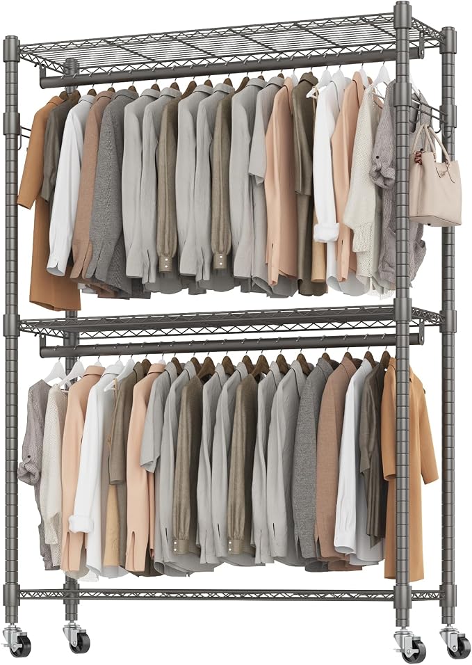 BATHWA Heavy Duty Garment Rack on Wheels, Rolling Clothes Racks - Image 8