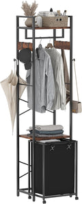 Coat Rack with Laundry Basket, Laundry Hamper Freestanding Hall Tree, Clothes by Yifeel