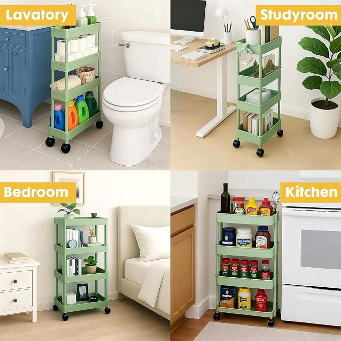 ShellKingdom 4 Tier Bathroom Storage Organizer, Slim Rolling Storage Cart - Image 2