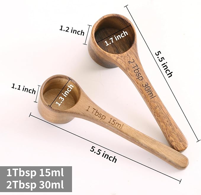 4PCS Wooden Measuring Scoops Acacia Wooden Scoops - Image 2