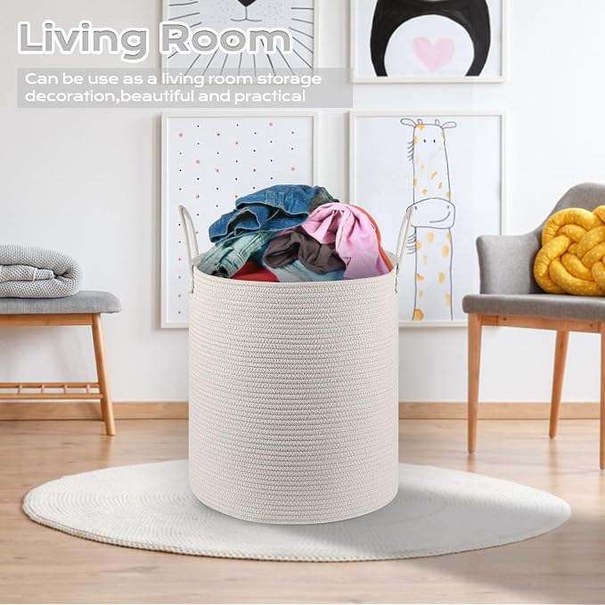 Cotton Rope Laundry Basket Hamper - Image 5