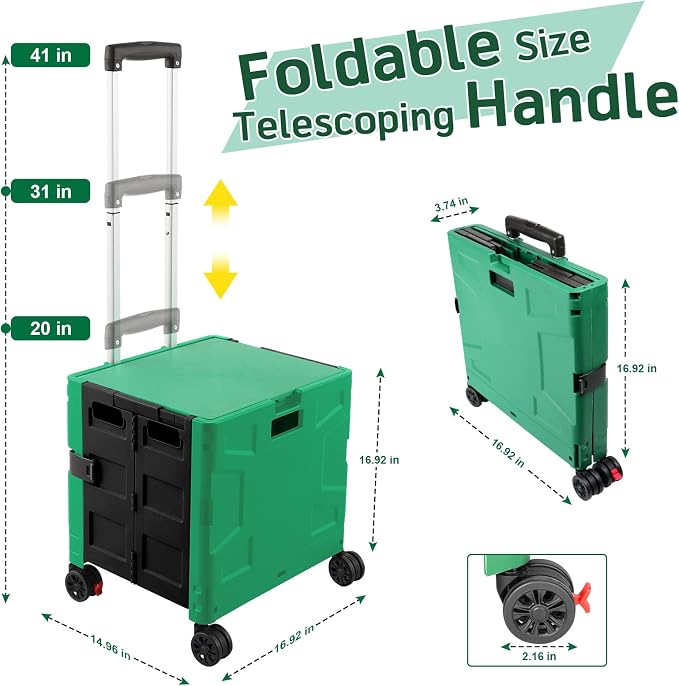 FELICON Folding Utility Cart Rolling Crate Handcart - Image 3