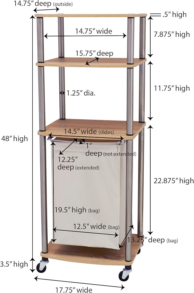 Household Essentials Laundry Hamper Storage Cart - Image 2