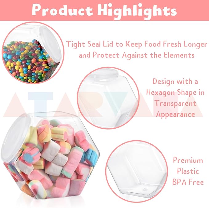 Atarvana Plastic Candy Jars 30oz Set of 12 - Image 3