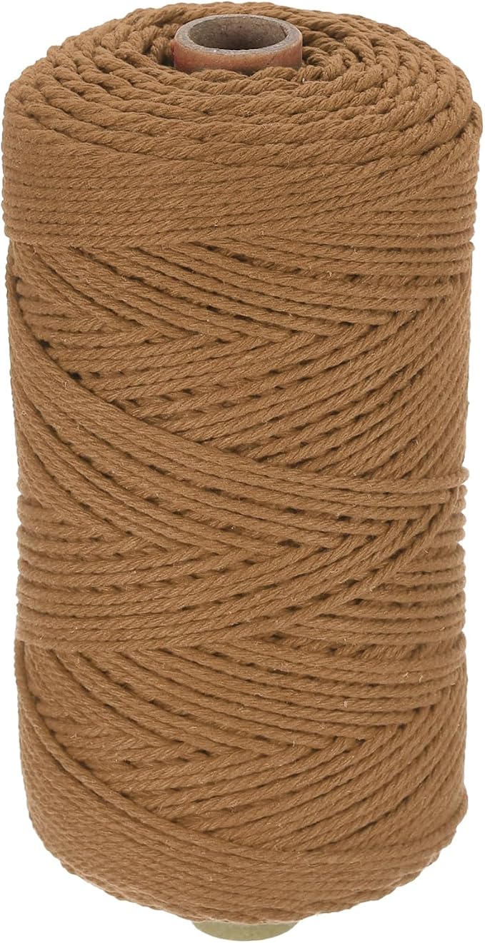 HARFINGTON Natural Macrame Cord 2mm x 220 Yards 3 Strand Twisted Cotton Macrame by HARFINGTON