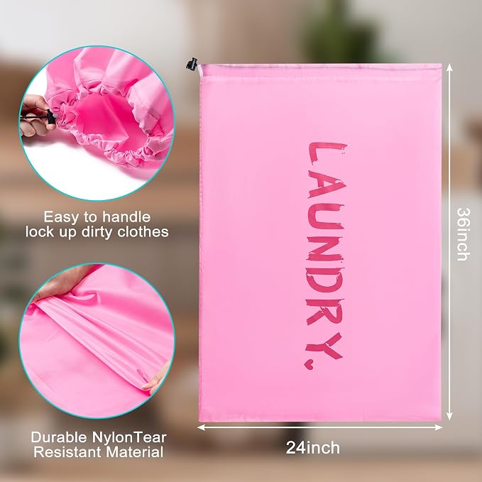 4 Pack XL Travel Laundry Bag, Machine Washable Dirty Clothes Organizer - Image 2