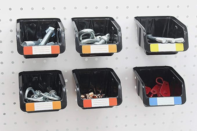 Colorstorm Pegboard Bins Kit 12 PACK Black Pegboard Parts Storage Tool Peg - Image 6