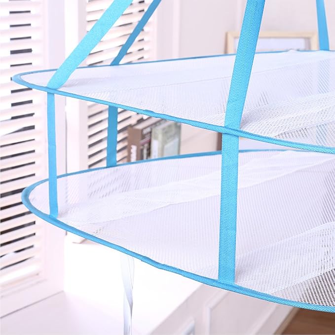 2-Tier Folded Mesh Clothes Drying Rack, Stackable Sweater Laundry Drying Rack - Image 8