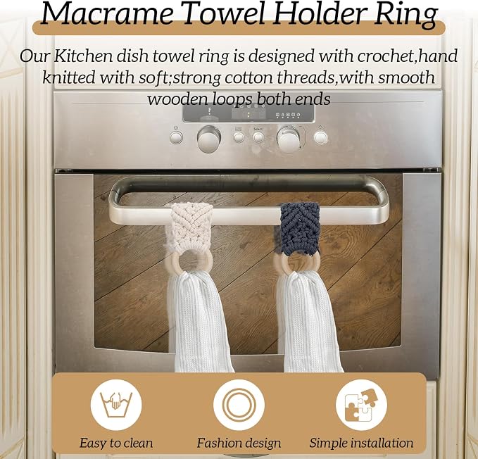 2 Pcs Handmade Crochet Dish Towel Holder Boho Kitchen Dish Towel Holders Knit - Image 5