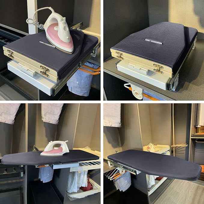 Retractable Foldable Ironing Board, 180° Swivel Pull Out Ironing Board Closet - Image 6