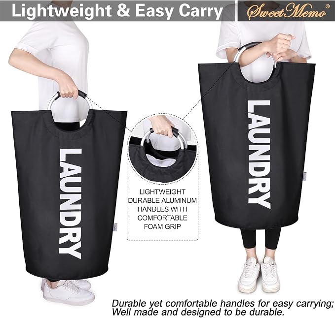 Laundry Basket 2 Pack Collapsible, Freestanding Clothes Hamper Bag - Image 5
