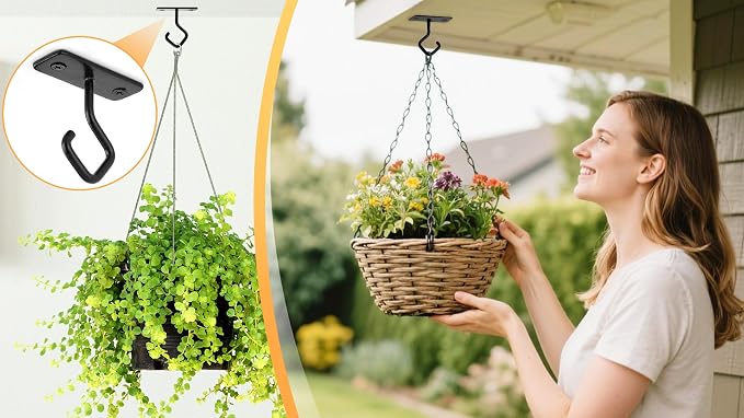 AJART Ceiling Hooks for Hanging Plants: Iron Plant Hanger for Wall Mount - Image 8