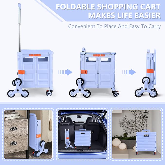 Foldable Utility Cart Folding Portable Rolling Crate - Image 2