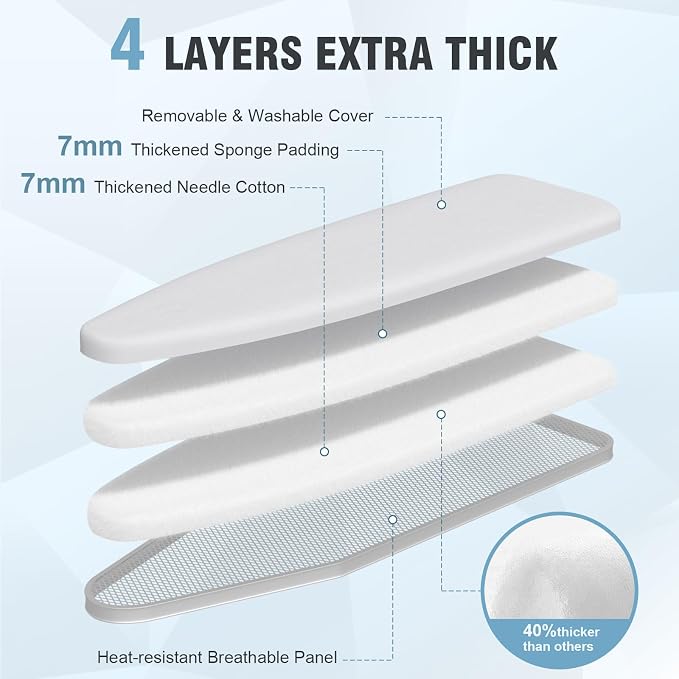 oleaf Ironing Board with Cover and Thicken Pad 43 x 13 Height Adjustable Full - Image 3
