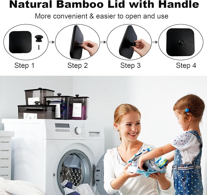 8 Pack Laundry Powder Container & Dryer Sheet Holder, Plastic Square Laundry - Image 9