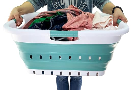 SAMMART 41L Collapsible 3 Handled Plastic Laundry Basket - Image 4