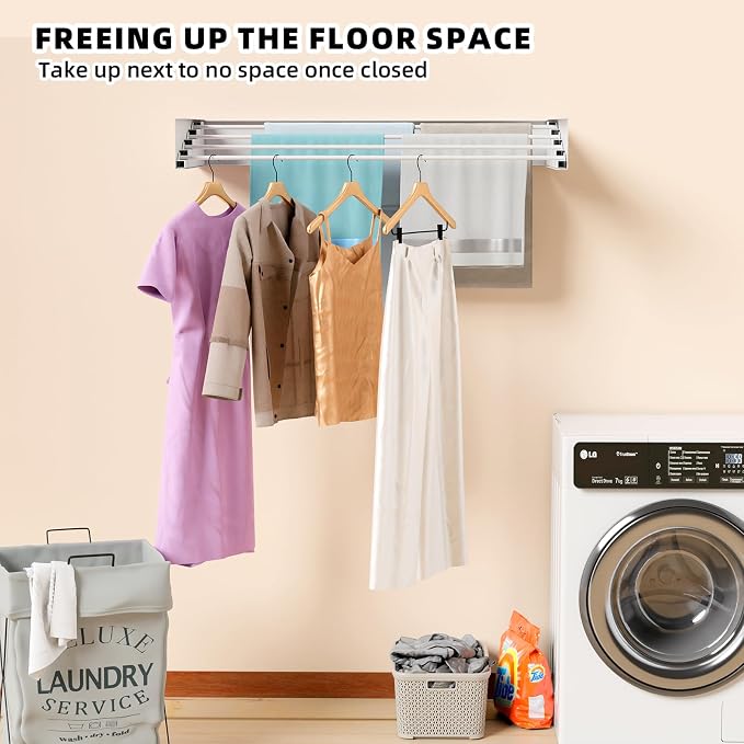 Wall Mounted Drying Rack for Small Space, 23.6" Foldable Collapsible Laundry - Image 4