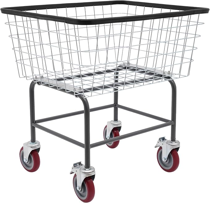 Steel Wire Laundry Cart Rolling Laundry Basket by Unknown