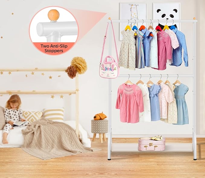 SLEEPING LAMB Double Rod Kids Clothes Rack, Small Toddler Clothing Rack - Image 4