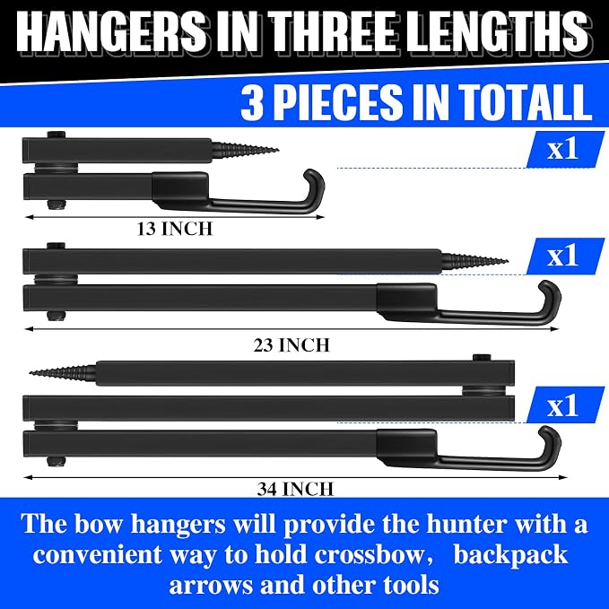 12 Pcs Tree Stand Bow Hanger Set Include 3 Pcs Folding Bow Hanger and 9 Pack - Image 2