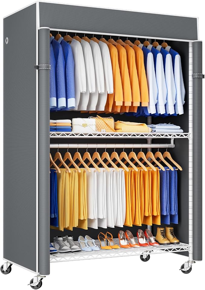 P8C Heavy Duty Clothes Rack（With Extended Width Design） Rolling Clothing Racks by UlifHome