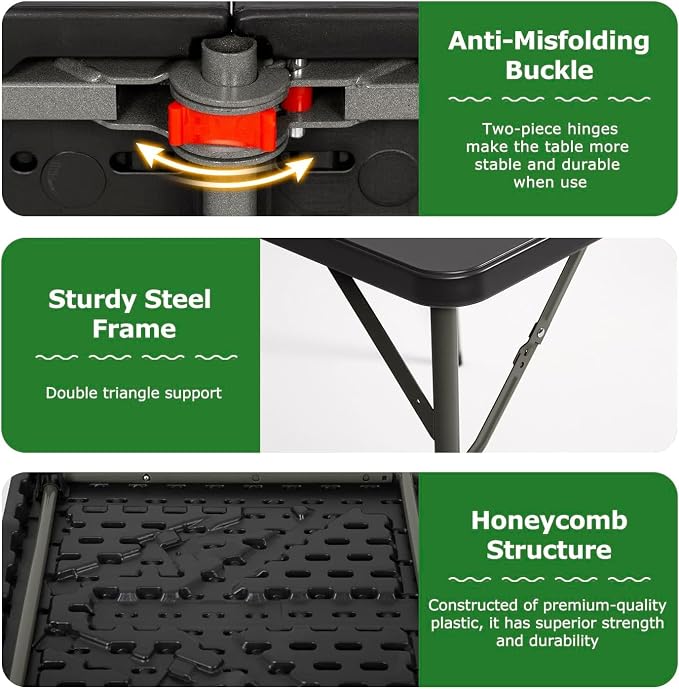 HKLGorg Folding Table, Heavy Duty Plastic Folding Utility Table Indoor Outdoor - Image 4