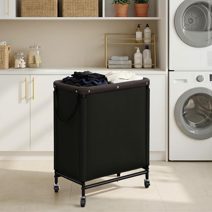 StorageWorks 2 Section Laundry Hamper, Rolling Laundry Cart - Image 6