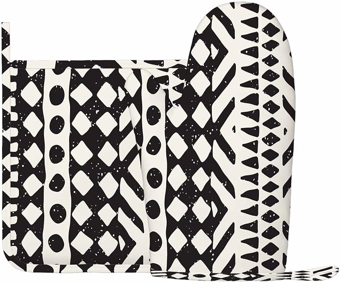 Mxocom Aztec Print Oven Mitts and Pot Holders Sets Tribal Design Geometric - Image 2
