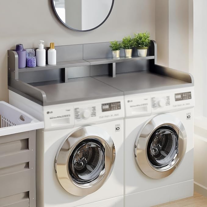 Washer Dryer Countertop, Laundry Wood Shelf Topper by Domesto