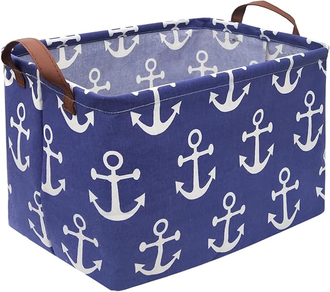 Rectangular Kids Storage Bins, Boys Baskets, Collapsible Anchor Organizer Bin by Sanjiaofen