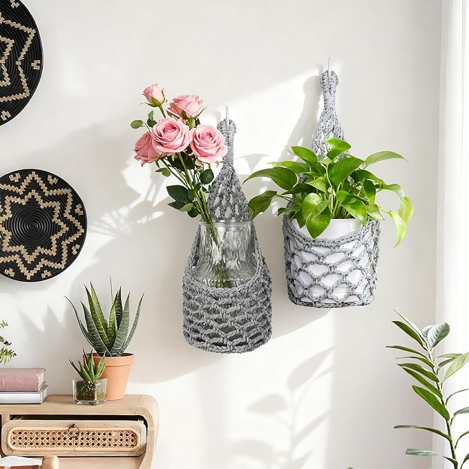 Macrame Wall Plant Hanger, Hanging Planter Basket Holder, Wall Planters - Image 5