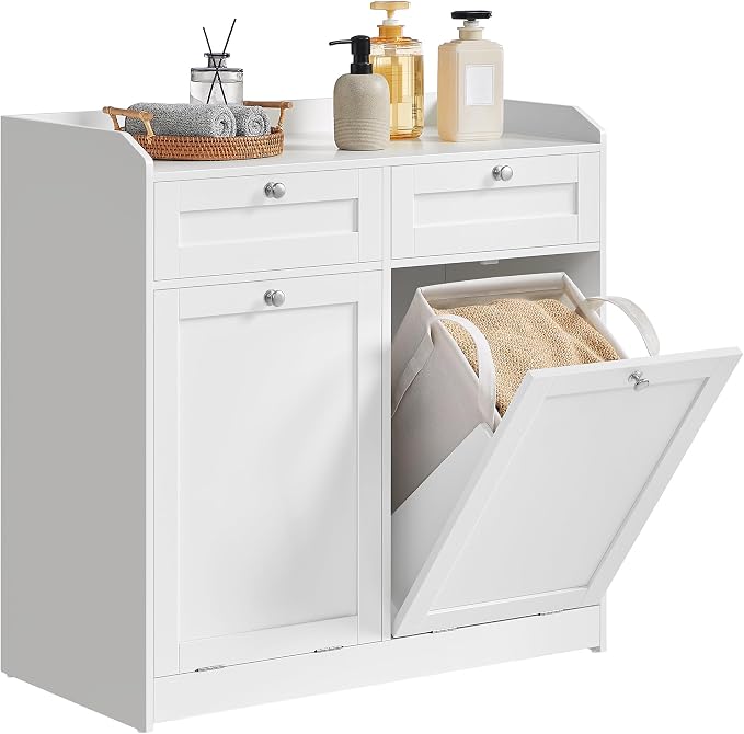 VASAGLE Laundry Cabinet with Tilt-Out Basket, Freestanding Storage Unit with by VASAGLEbySONGMICSHOME