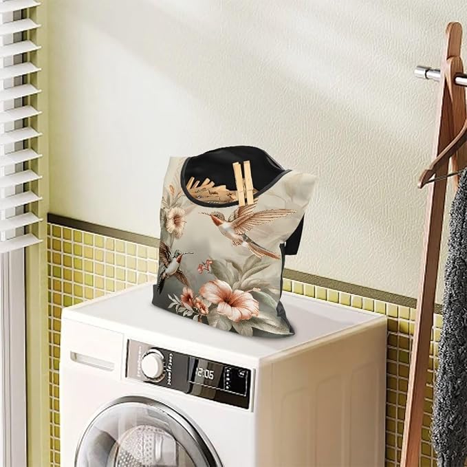 Hummingbird Laundry Clothespin Bag Clothes Pins, Polyester Clothes Pin Hanging - Image 3