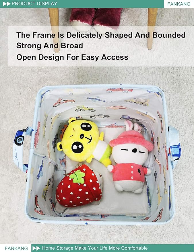 FANKANG Square Nursery Hamper Storage Bins Canvas Laundry Basket Foldable - Image 6