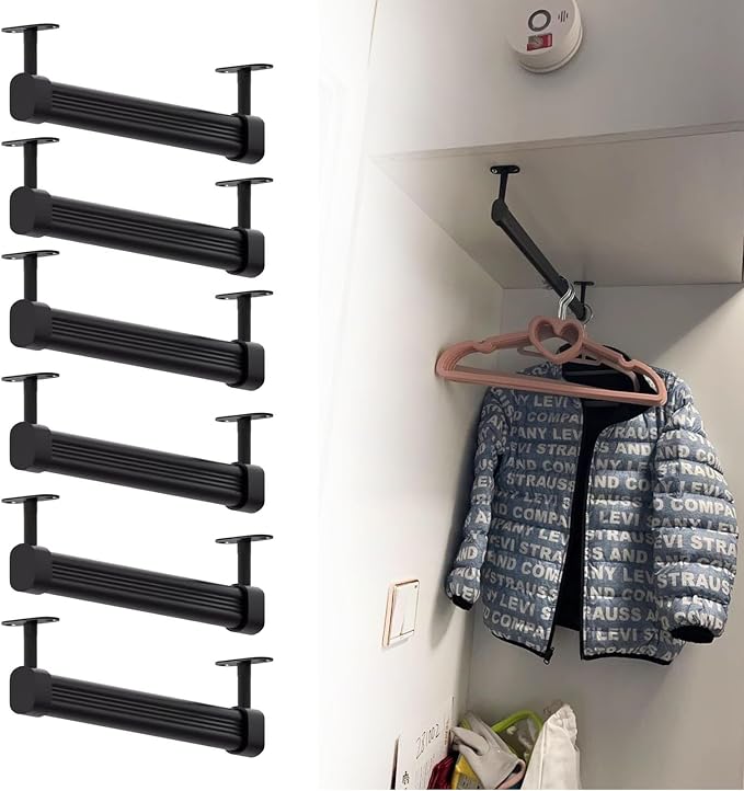 Closet Rod 6 Pcs Ceiling Mount Closet Rod Holders, Space Saving Wardrobe by Unknown