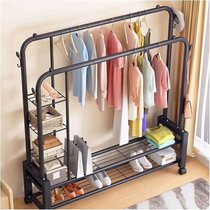 Standing Coat Stand Clothes Drying Rack Floor Balcony Home Clothesline Drying - Image 5