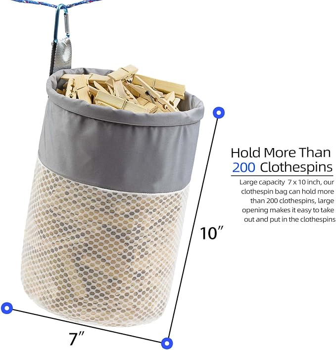 Mesh Clothespin Bag Holder Outside, Ventilation and Moisture Resistance - Image 2