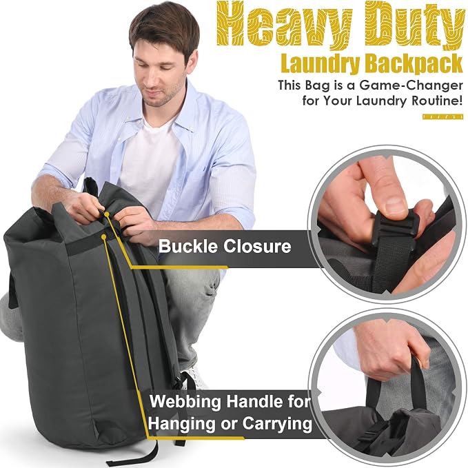 Backpack Laundry Bag, 115L Heavy Duty Extra Large College Laundry Backpack - Image 5