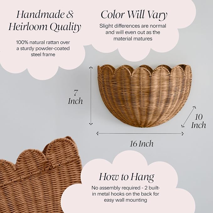 BEBE BASK Scalloped Wicker Hanging Basket - Image 5