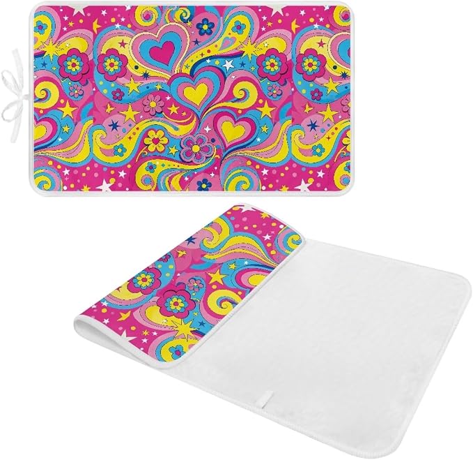 Boho 70s Hippie Style Ironing Mat Foldable Heart Shaped Pattern Ironing Pad - Image 7