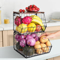 2 Tier Stackable Wall Mounted Hanging Basket, Fruit Basket by Wawocs