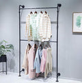 Industrial Pipe Clothes Rack, Wall Mounted Black Iron Garment Bar by FODUE