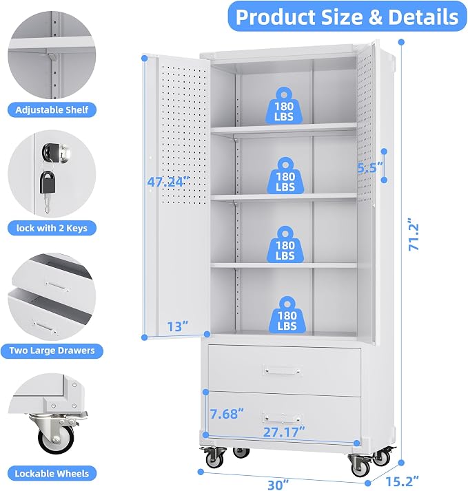 Aobabo Upgraded Metal Garage Storage Cabinet - Image 3