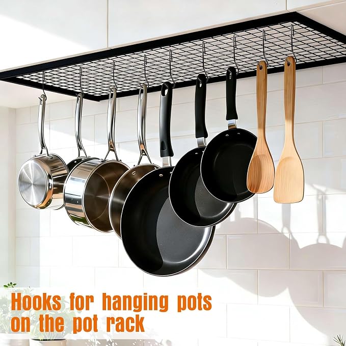 12 Pack 90 Degree Twist Angled Hooks, Heavy Duty Black Pot Rack Hooks Pot - Image 5