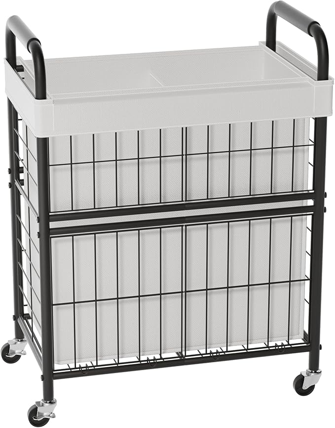 Laundry Hamper 2 Section, 110L Rolling Laundry Sorter Basket by Ollieroo