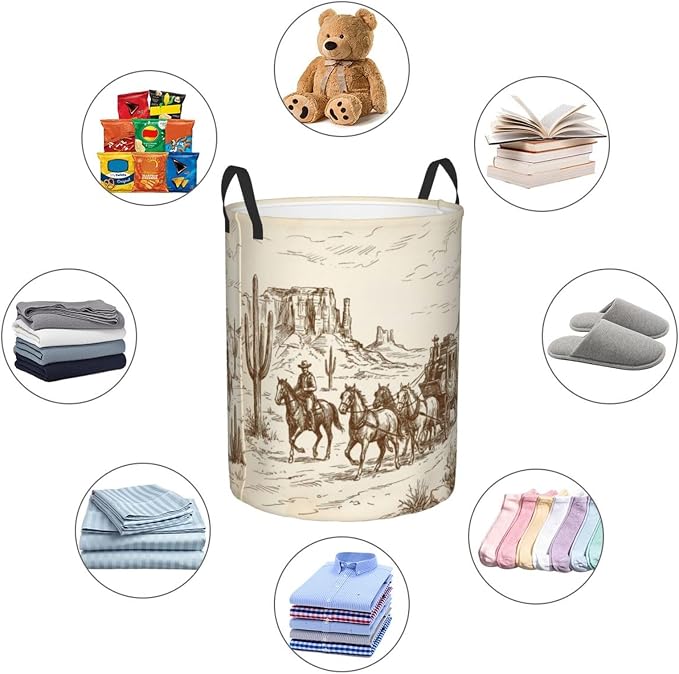 Western Desert Cowboy Laundry Hamper Bag - Image 5