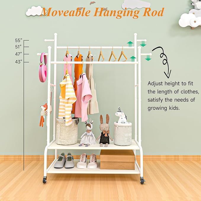 Adjustable Double Rods Kids Clothing Rack - Image 4