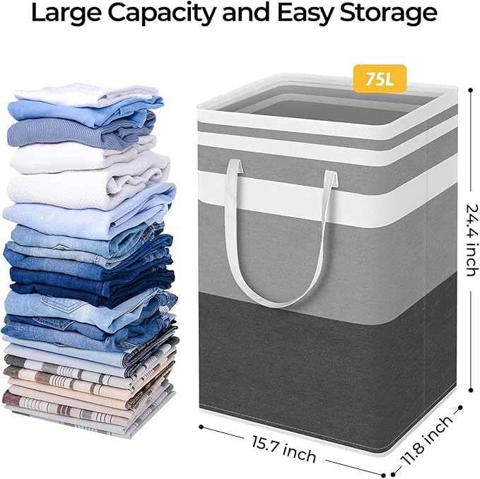 75L Laundry Basket, Large Laundry Hamper Waterproof, Freestanding Laundry - Image 5