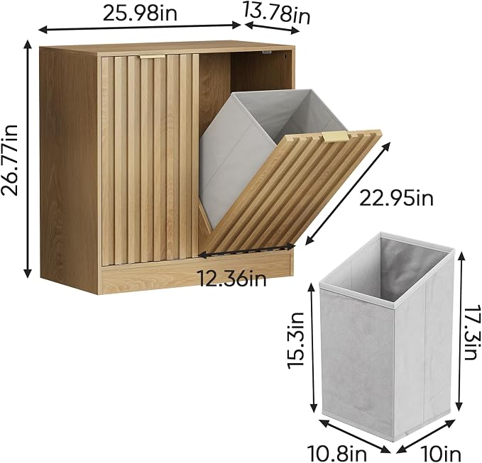 Smuxee Double Tilt Out Laundry Hamper Cabinet, Hidden Laundry Cabinet - Image 2