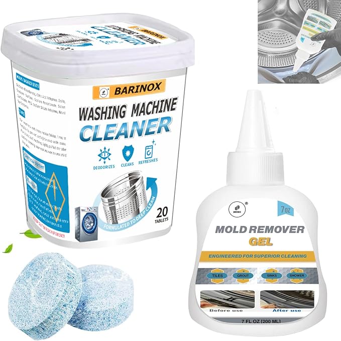 Bundle - Washing Machine Cleaner Tablets & 7 oz Mold Remover Gel | Deep Cleaning by Unknown